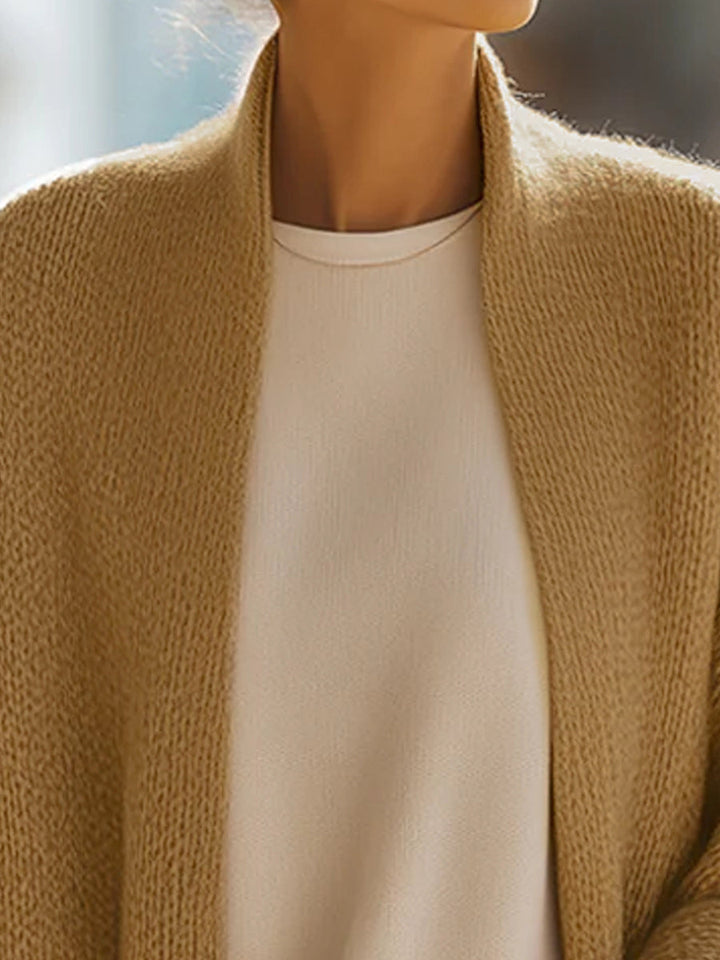 Charlotte - Sand Beige Oversized Knit Cardigan