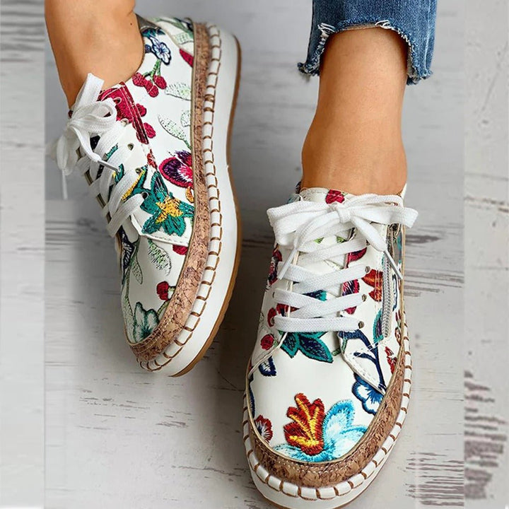 Oluchi  Floral Orthopedic Zipper Sneakers