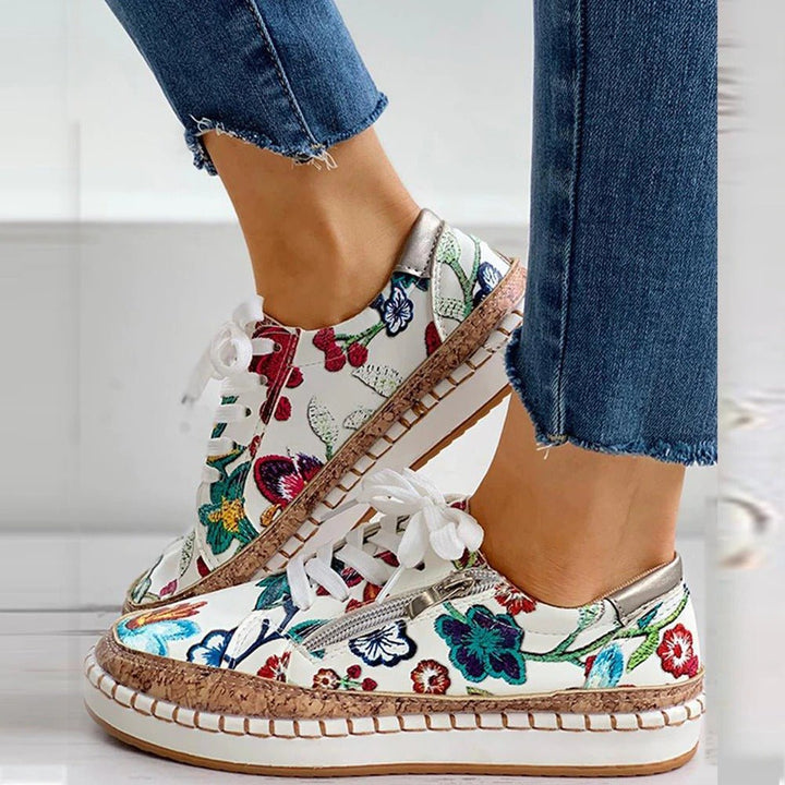 Oluchi  Floral Orthopedic Zipper Sneakers