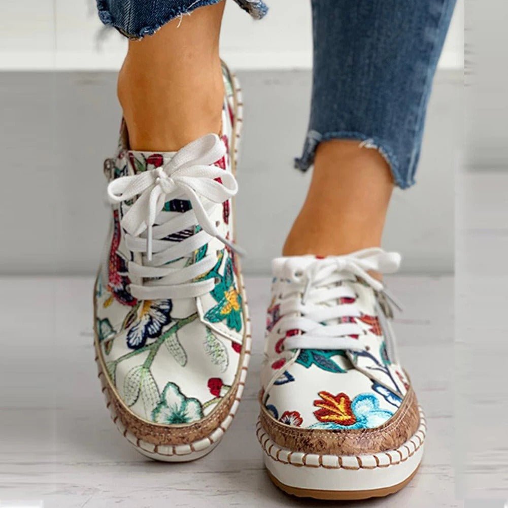 Oluchi  Floral Orthopedic Zipper Sneakers
